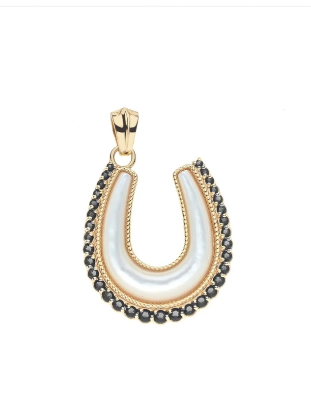 Jane Win Feeling Lucky Mother of Pearl Horseshoe Pendant - NIB